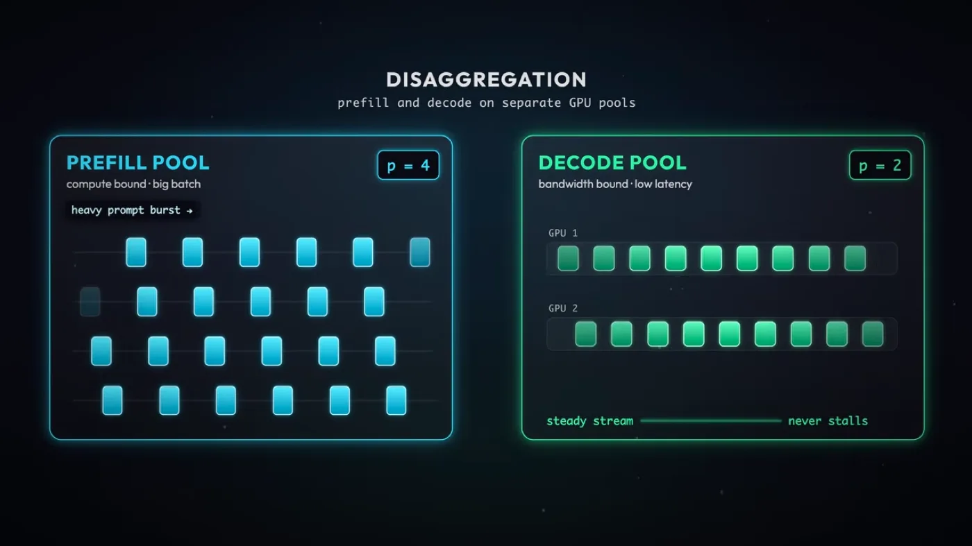 Prefill을 전담하는 GPU 무리와 Decode를 전담하는 GPU 무리가 분리돼 있는 구조 화면